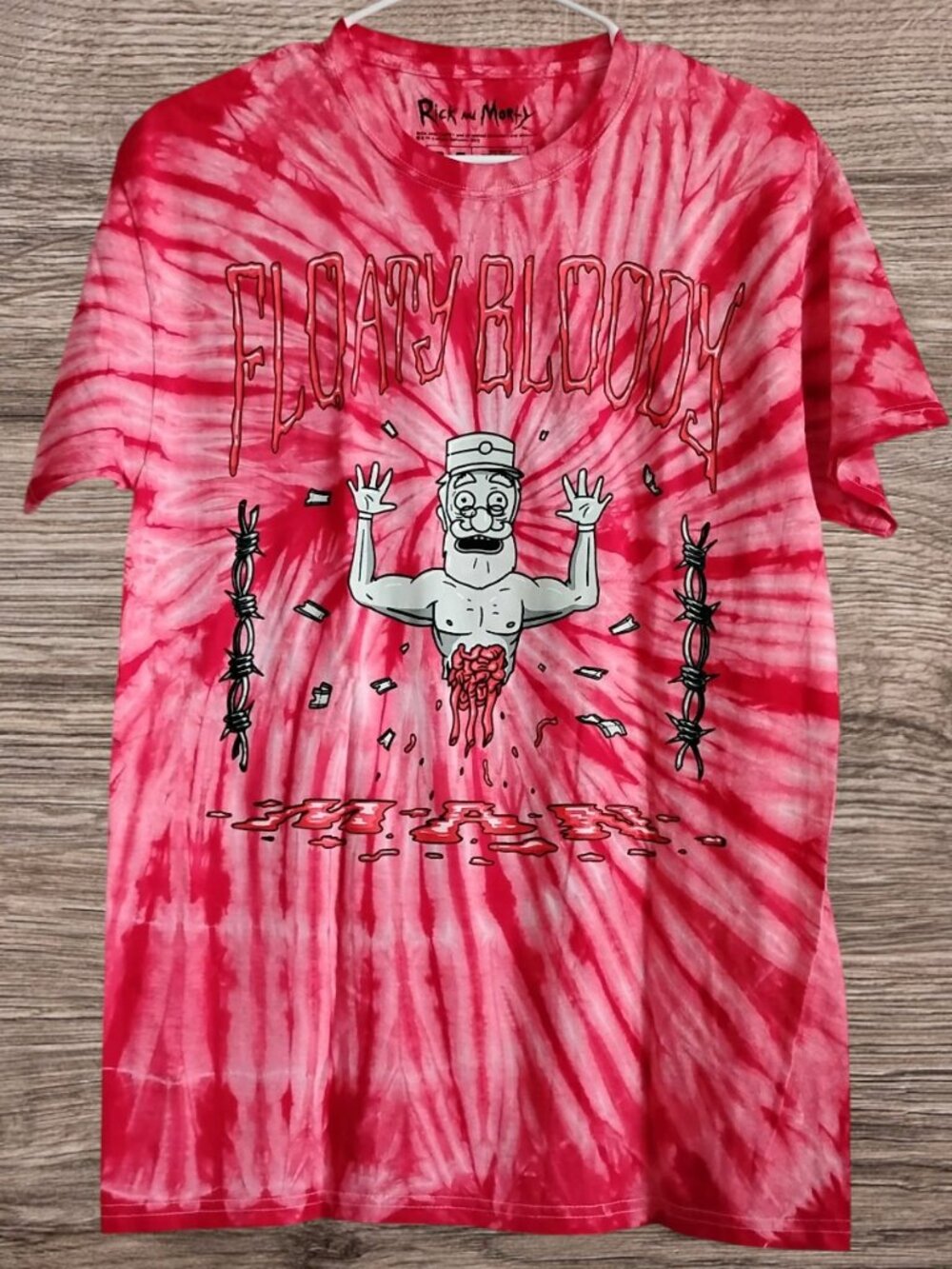 NWOT Rick & Morty Loot Crate Spiral Red Tie-Dye Floaty Bloody T-Shirt Size Med